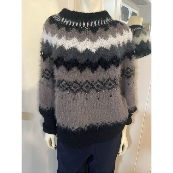 Sleeping on Snow Anthropologie cashmere blend fair aisle beaded sweater, gorgeou - Picture 7 of 15